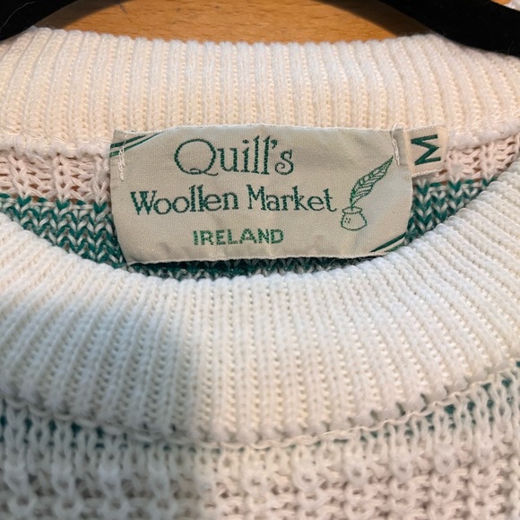 Handmade Quill's Irish Woollen Market shamrock Sweater Size M - Picture 2 of 4